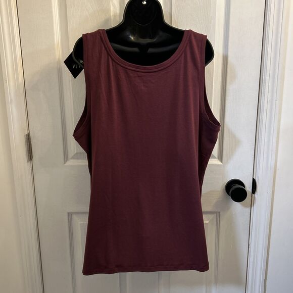 NWT Ava & Viv Women's Plus Size Sleeveless Tank Top Burgundy Red Size 3X - Picture 2 of 15